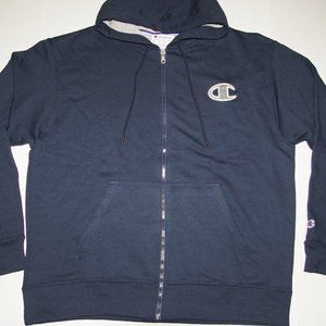 NWT Champion Full Zip Hoodie Navy Gray Logo XL